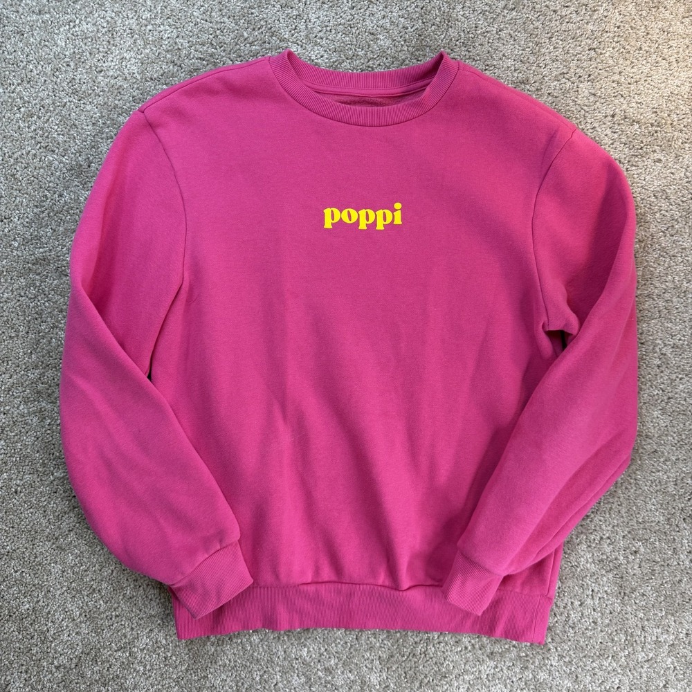 Poppi Sweatshirt Womens Small Pink Fleece Flavor Forever Graphic Pullover
